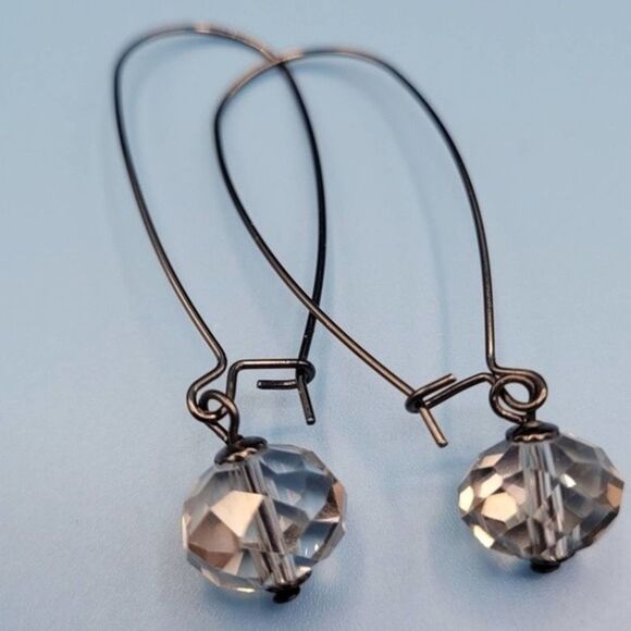 📦 Bead clear dangle oval hoop earrings - Picture 6 of 10